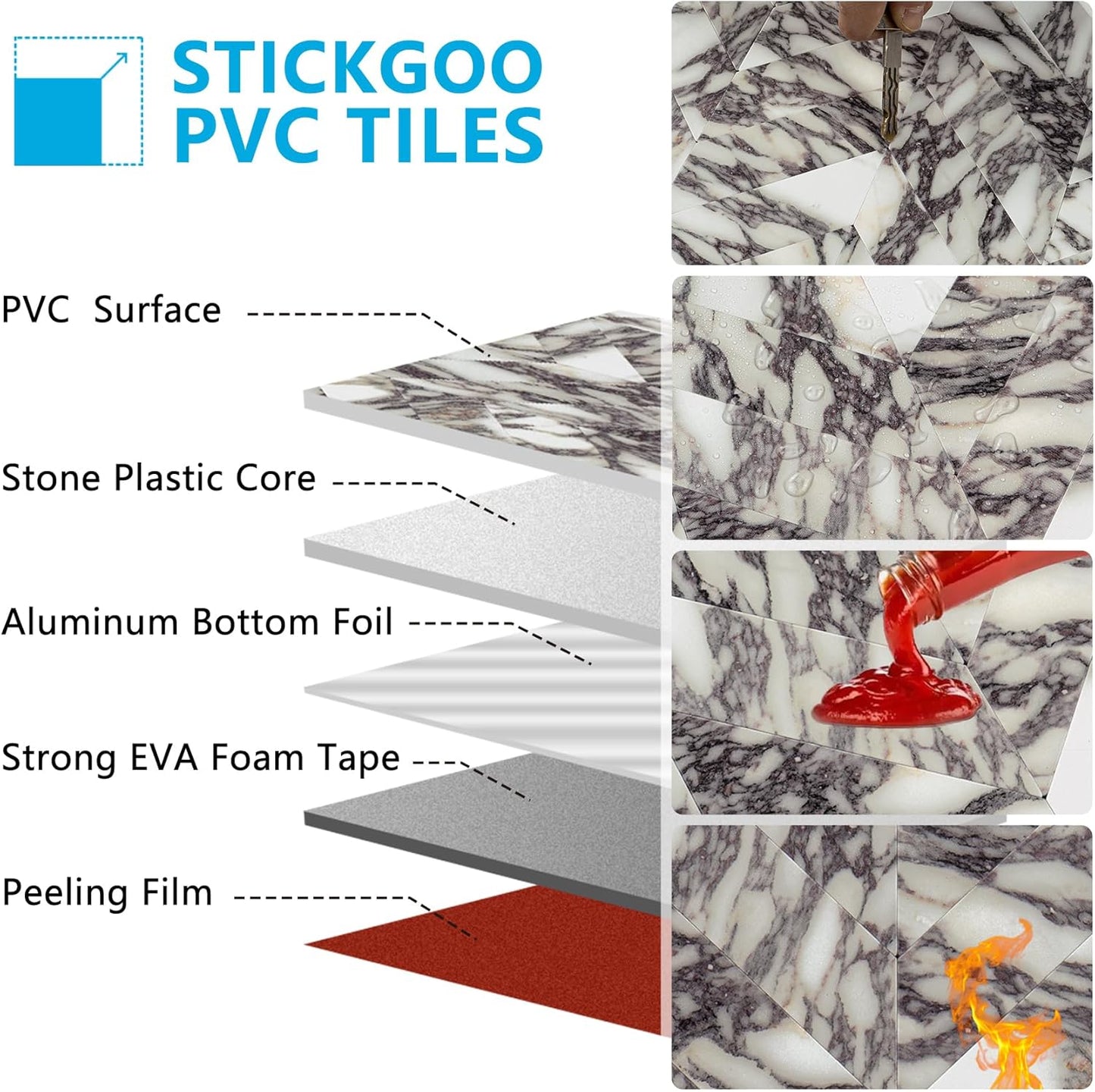 STICKGOO 10-Sheet Herringbone Tile Peel and Stick Backsplash, Beige Mixed Metal Gold PVC Stick on Backsplash, Self Adhesive Wall Tile for Kitchen and Bathroom