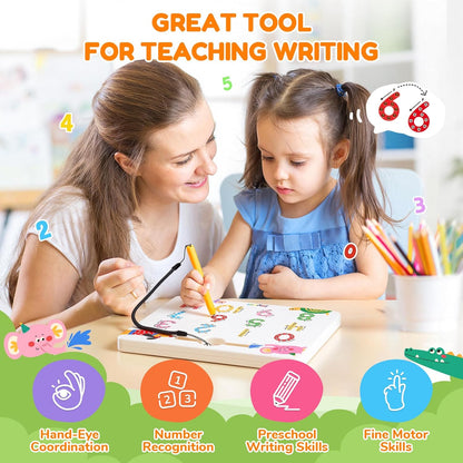 JoyCat Magnetic Animal Letter Tracing Board, Double-Sided ABC Magnets for Toddlers, Uppercase & Lowercase Letter Writing Practice - Preschool Learning Toys, Road Trip Car Activities for Kids Ages 3-5