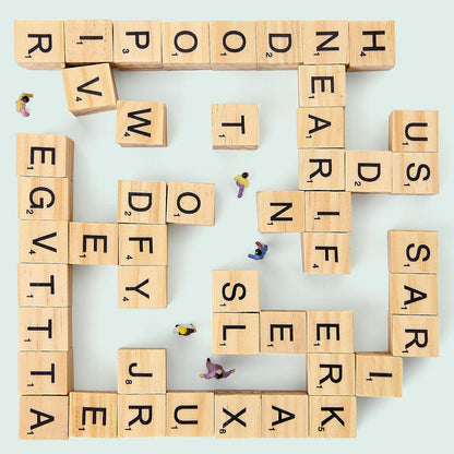 Magicfly 500 Pieces Letter Tiles, Wooden Scrabble Tiles for Crafts, A-Z Capital Wood Letters for Crafts, Spelling,Scrabble Crossword Game