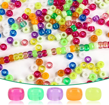 2000 Pcs Multi-Colored Glitter Pony Beads, 6x9mm, Round, Acrylic, Loose Beads, Perfect for Bracelets, Jewelry Making, Crafts