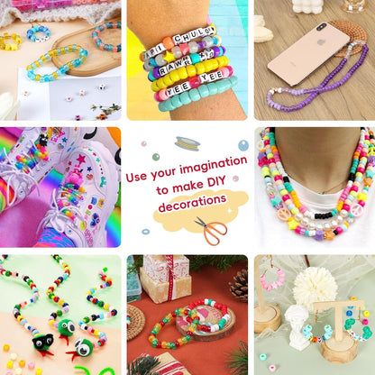Bracelet Making Kit 96 Colors Pony Beads 3300pcs Friendship Bracelet Kit Rainbow Kandi Beads with Letter and Heart Beads Elastic Threads for Kids Adults Keychain Jewelry Necklace Making