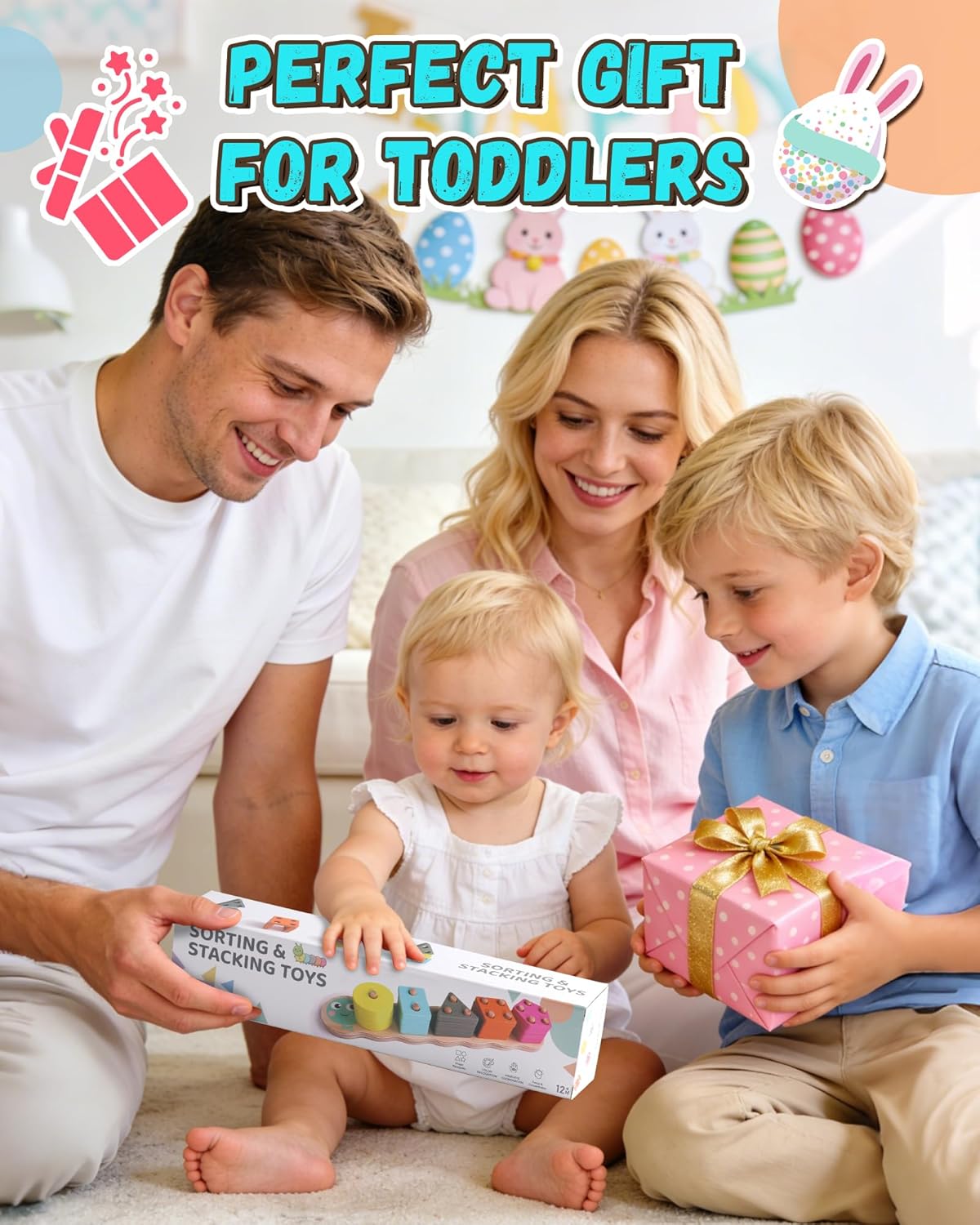 Zeewoo 1 Year Old Girl Boy Gifts Montessori Educational Toys for 1 2 Year Old Caterpillar Wooden Shape Sorter Stacking Toys for Toddlers 1-3 Preschool Learning Toy Birthday Gift