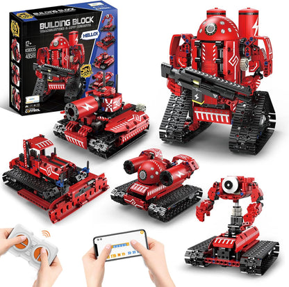 STEM Robot Building Kit with Remote Control for Boys Age 6-13, Coding Robotic Technic Toys Birthday Gifts for Kids, 5 in 1 Science Kit Robotic Models with 539 Pieces