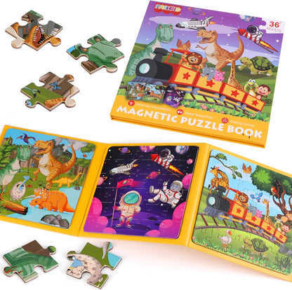 Magnetic Puzzles for Kids Ages 4-6, 20-Piece Toddler Travel Toys Unicorn Princess Puzzles Ages 3-5, Educational Learning Magnets, Ideal Road Trip Activities Toys for 3 4 5 6 Boys and Girls
