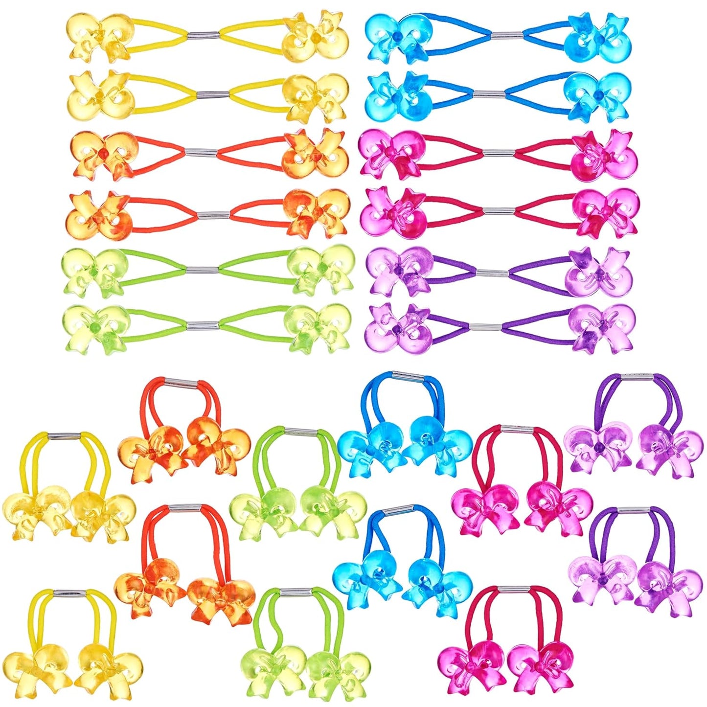 20pc Ponytailers Balls Elastics 18mm Round Opaque Multicolored Twin Beads Bauble Holders Toddler Kids Braiding Styling