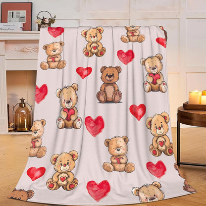 Bear Print Blanket Cute Baby Bear Fleece Throw Blanket Fuzzy Plush Super Soft Cozy Warm Decor Blanket Toddler Nursery Gifts for Boys Girls Kids Adult Men Women 40"x50"