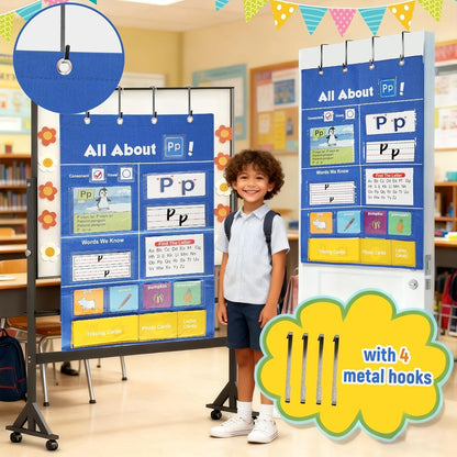 Alphabet Learning Pocket Chart ABC Flash Cards Alphabet Wall Chart Learning Games, Handwriting Practice Letter Tracing for Kids, Preschool Kindergarten Teacher Teaching Learning Activities Must Haves