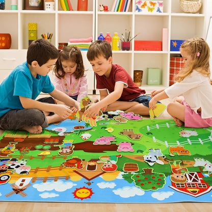 Dr.Rapeti Farm Animals Felt Story Board Set 41PCS Preschool Farmhouse Barnyard Theme Busy Board Story Set Storytelling Early Learning Interactive Play Kit Wall Hanging for Toddlers Kids Children 4+