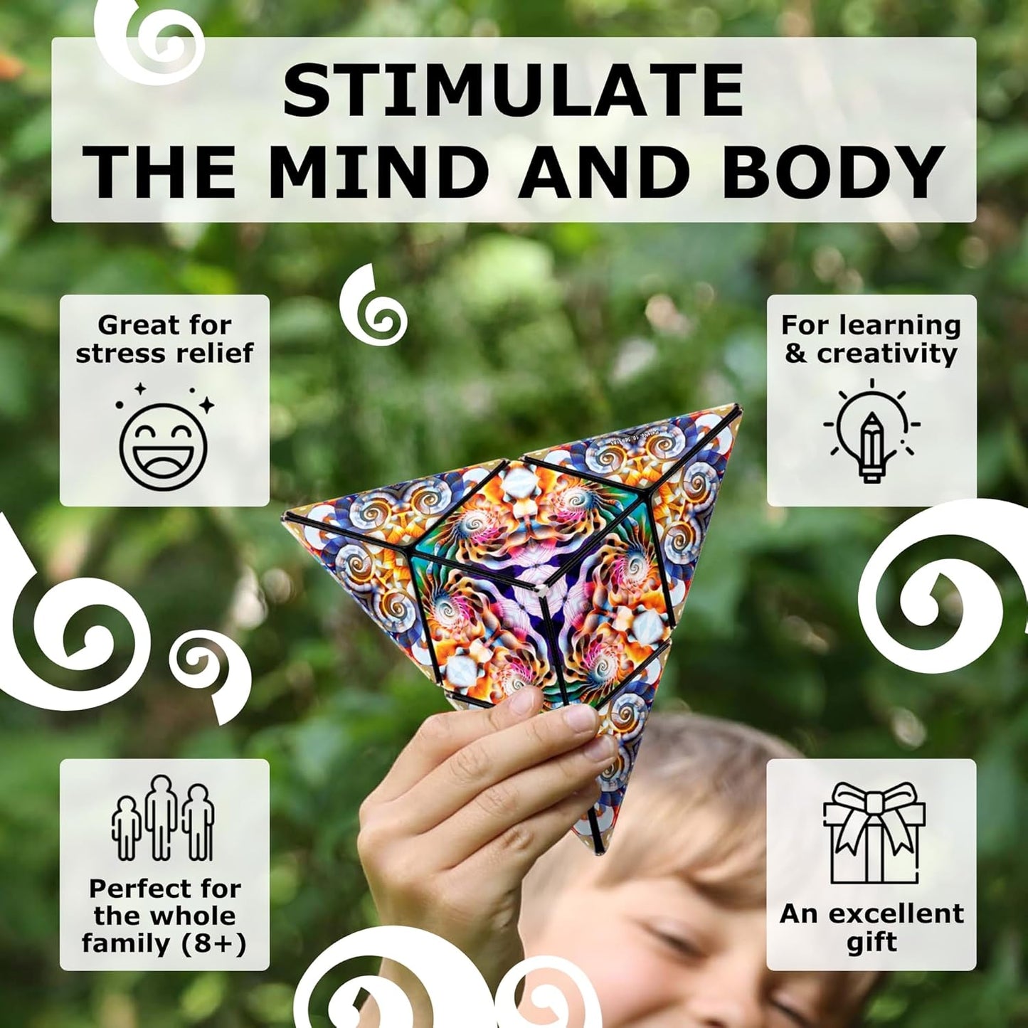 Shashibo Octa Shape Shifting Box - STEM Fidget Toy with Ultra Strong Magnets, Perfect Sensory Gift for Kids, Teens, and Adults – Pairs w/All Shashibo Cubes (Infinity)