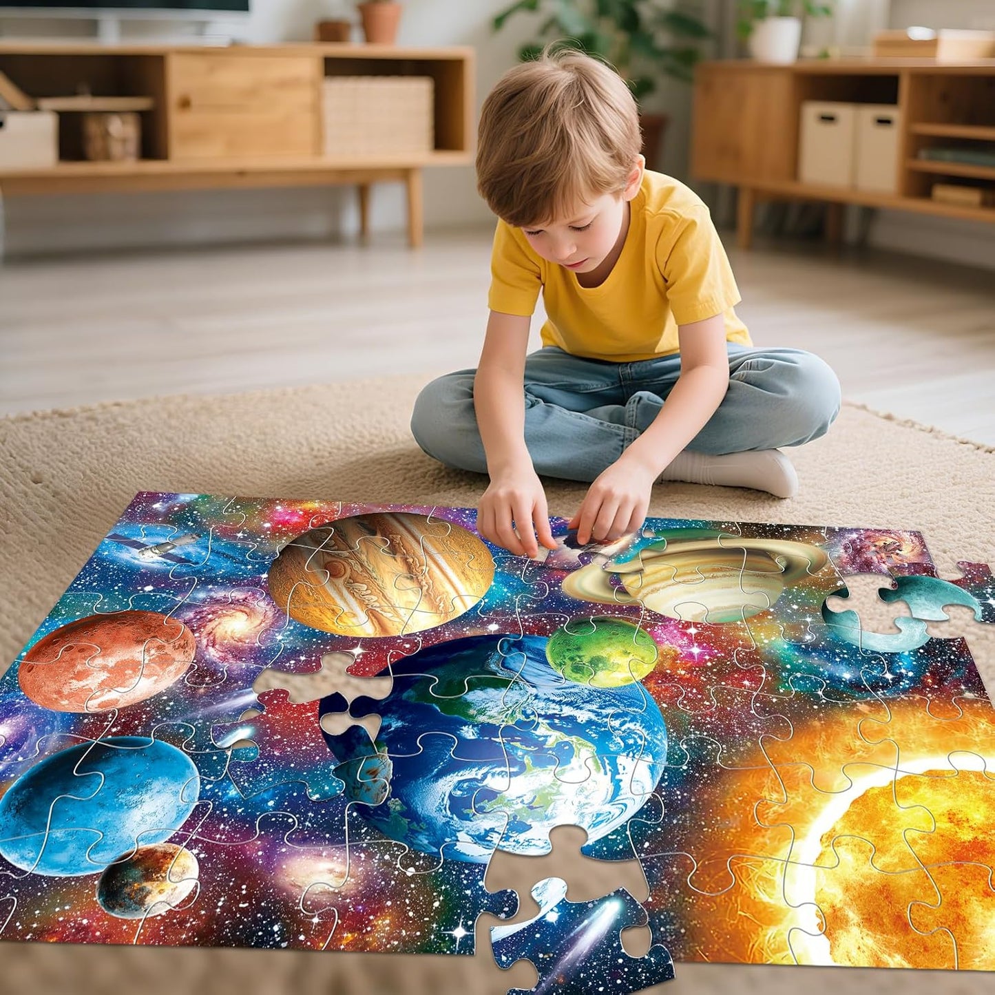 Jumbo Floor Puzzle for Kids,World Map Jigsaw Geography Puzzles,48 Piece Globe Atlas Puzzle with Continents,United States Puzzle for Ages 3-5,Preschool Learning Toys Easter Gift for 4-8 Years Old