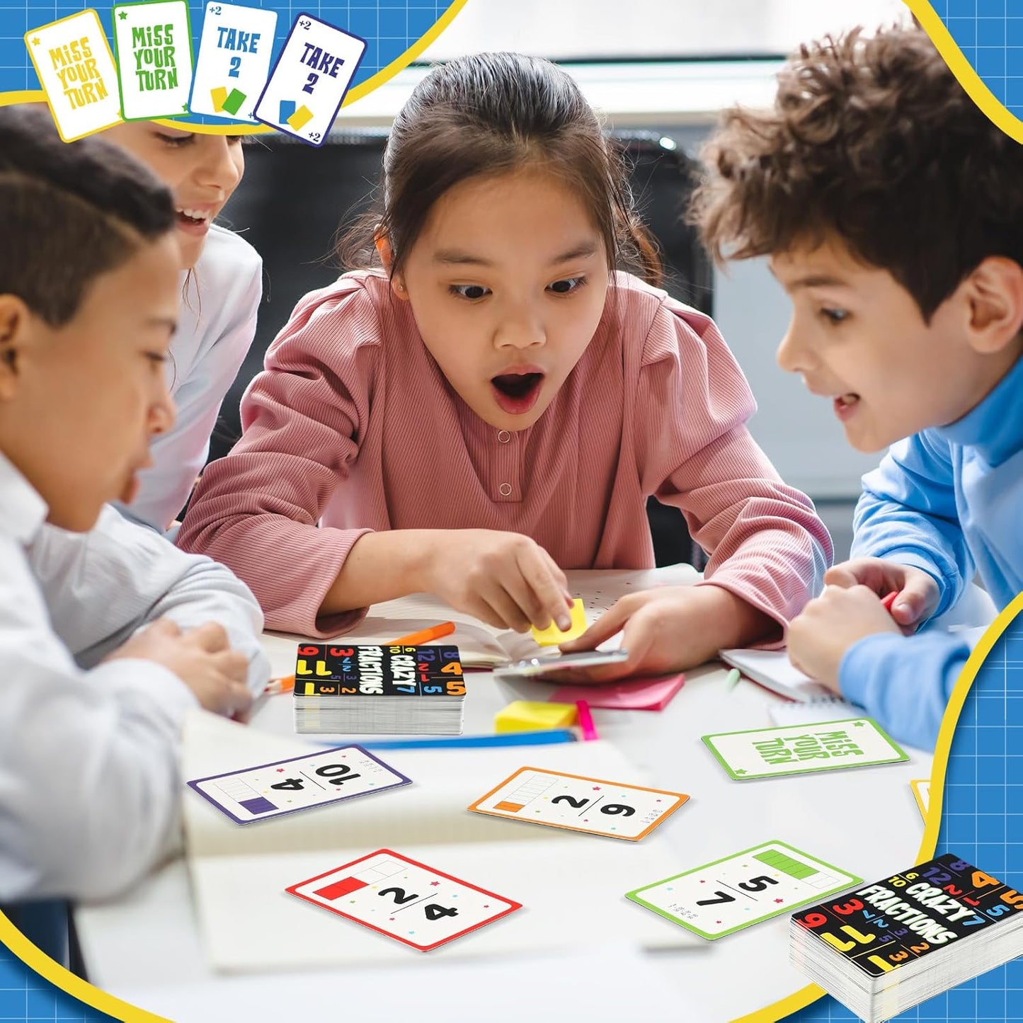 5 Pcs Math Game Flash Cards Fraction Game Math Manipulatives Fraction War Flashcards Equivalency Cards Compare Simplify Match Number for Homeschool Classroom Supplies 2nd to 6th Grade