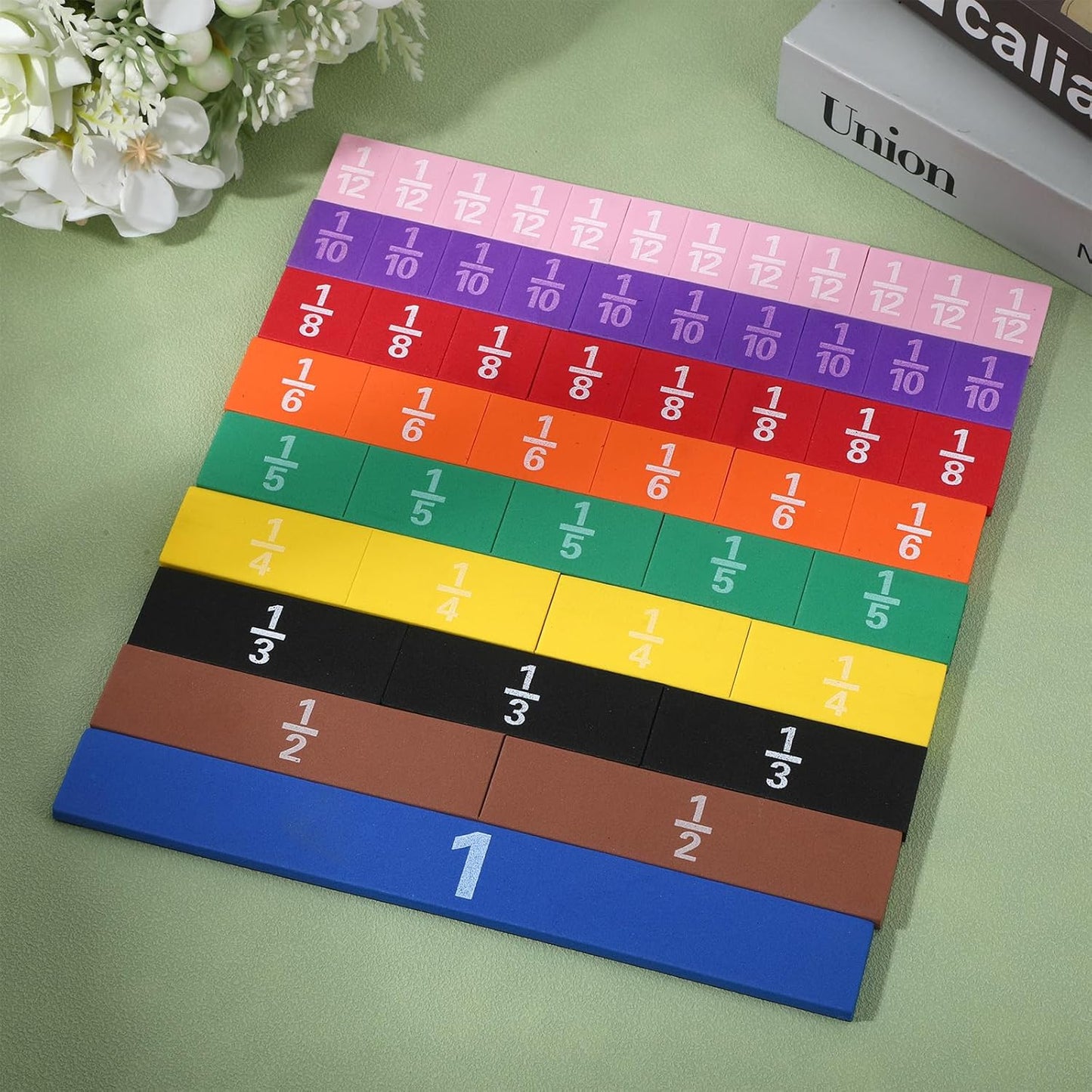 51 Pcs Magnetic Fraction Tiles Circles Bars, Early Childhood Education Math Manipulatives Rainbow Fraction Manipulatives for Elementary Educational Tool Math Learning Home 3rd 4th 5th