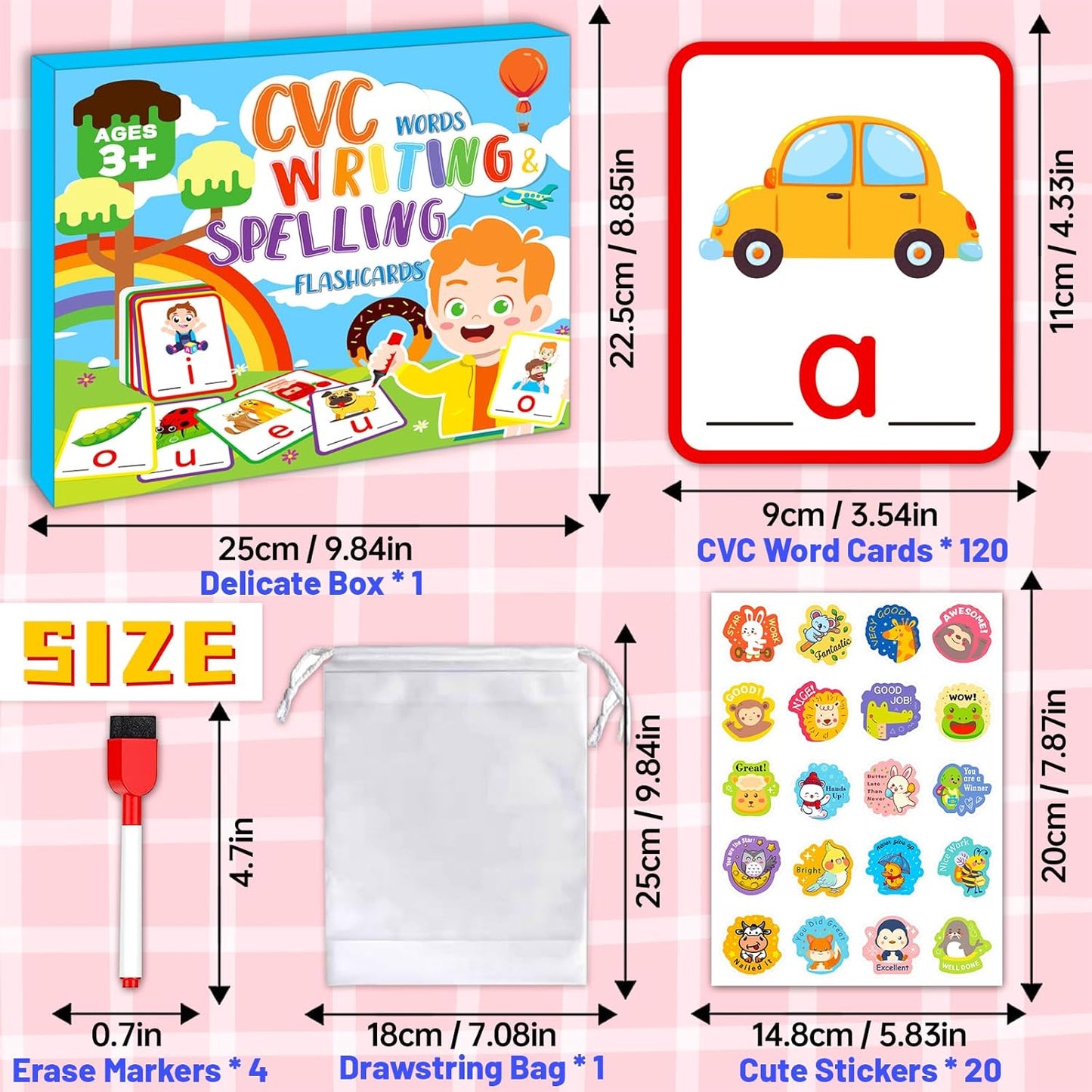 zheyistep CVC Word Games Spelling Flash Cards for Kindergarten, CVC Sight Word Cards Toddler Preschool Learning Activities, Montessori Educational Toys for Kid Age 3 4 5 6