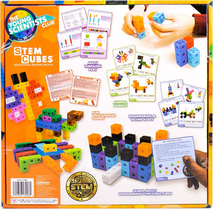 The Young Scientists Club STEM Cubes, Build, Learn & Create with 100+ Math Cubes Manipulatives, 4-in-1 Educational Games, Math Cubes for Kids Ages 4-8, Awesome Learn Through Play Toys