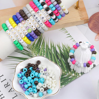 Auvoua 1000Pcs Pony Beads Bracelet 9mm Yellow Plastic Barrel Pony Beads for Necklace,Hair Beads for Braids,Key Chain,Jewelry Making (Yellow)