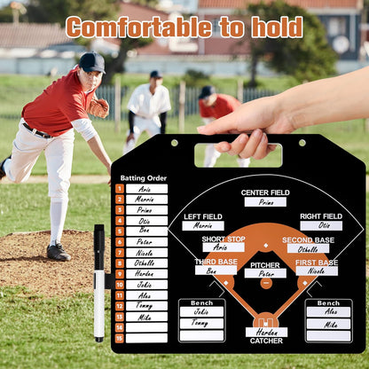 Baseball Coach Clipboard, Anglecai Double-Sided Dry Erase Baseball Lineup Board for Softball Dugout Board Baseball Coaching Board with 30 Lineup Card/ 10 Magnet/2 Marker/2 Hook (Green)