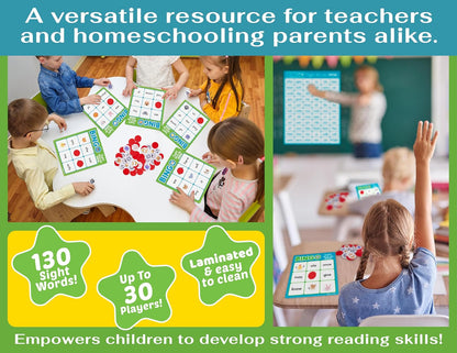 Bright Seed Sight Words Bingo Game for Kindergarten, Learn to Read Sight Word Cards, Word Games for Kids Ages 4-8, Bingo Sight Words Level 3&4, Laminated for Easy Clean
