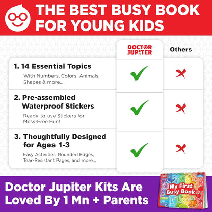 Doctor Jupiter My First Montessori Busy Book for Toddlers 1+ Year Olds | Preschool Learning Activities - Educational Travel Toys | Birthday Gift for Girls Ages 1,2,3