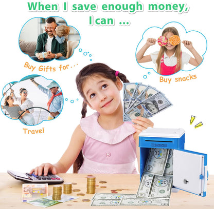 Kids Piggy Bank for Girls - Toys for 5 6 7 8 9 10 Year Old Girl Birthday Gifts - Electronic Piggy Bank ATM Machine Money Safe for Kids Toys Age 6-8-10