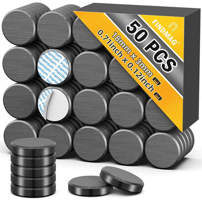 FINDMAG 20Pcs Magnets for Crafts with Adhesive Backing, Round Ferrite Craft Magnet with Adhesive Backing, Flat Ceramic Circle Magnets for STEM Classroom Experiments, Science Kits - 0.71" D X 0.12" H