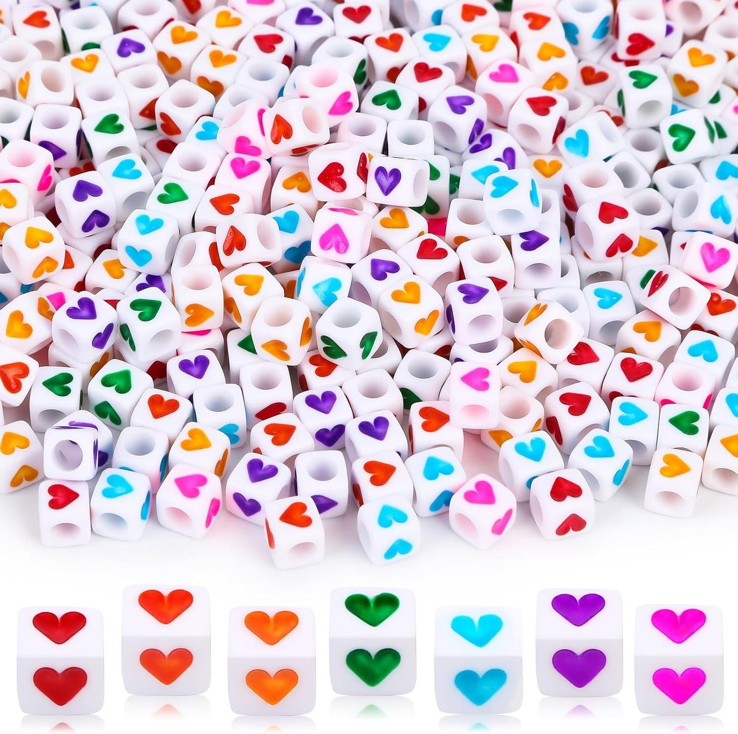 Letter Beads, Augshy 1400 Pcs Morandi Cube Alphabet Bead,Square Letter Beads with 1 Roll 10M Crystal String Cord (6mm)