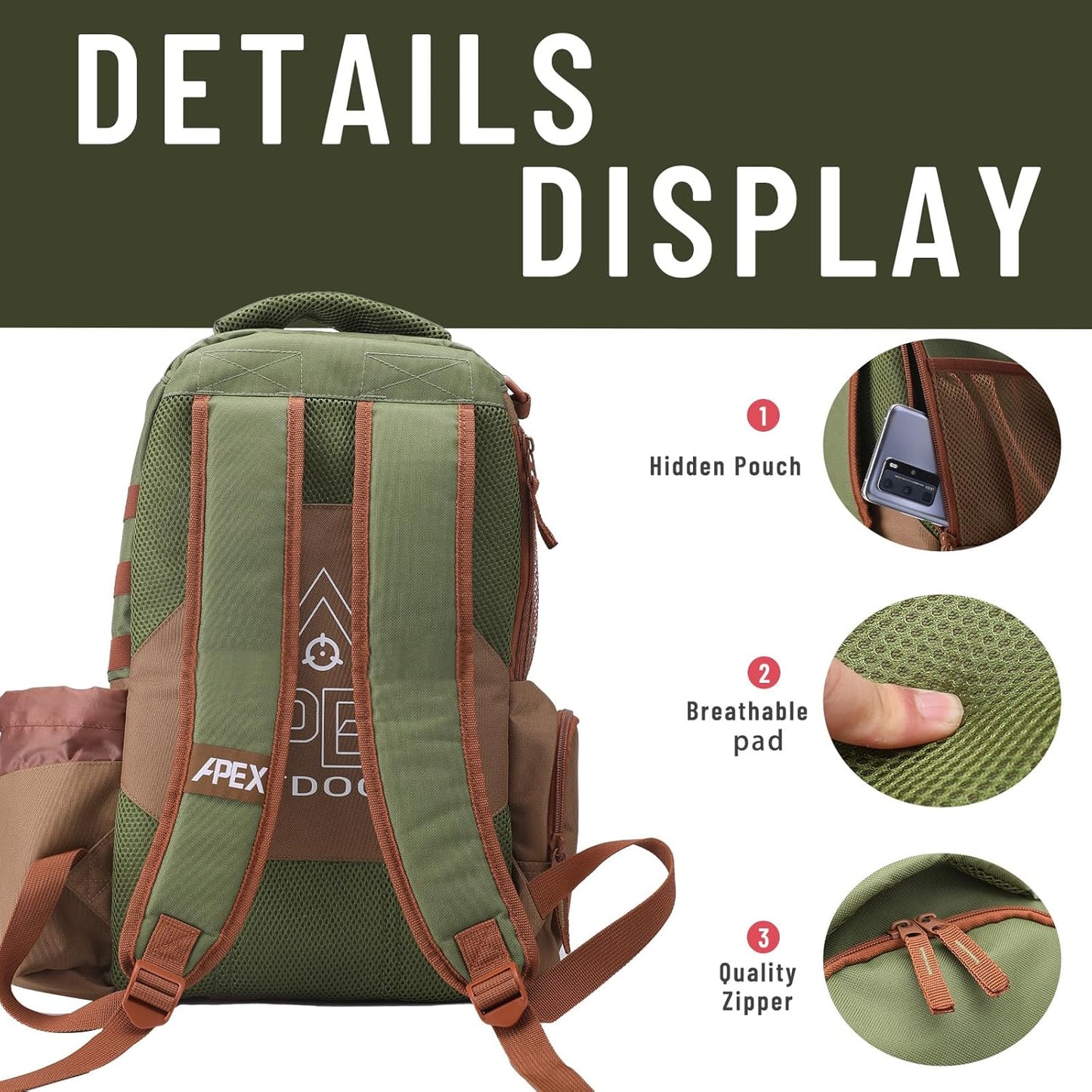 Disc Golf Bag, Large Disc Golf Backpack Holds Over 21 Discs, Durable & Lightweight with Multiple Storage Pockets