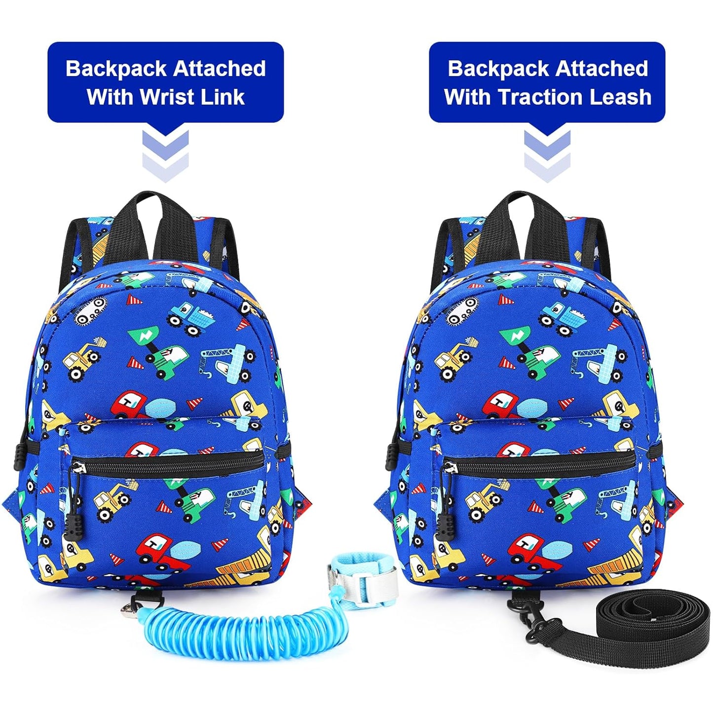 Accmor Toddler Backpack Leash, Mini Child Backpack with Anti Lost Wrist Link, Cute Kids Backpack Leash Walking Harness for Outdoor Travel, Small Excavator Backpack Tether for Baby Boys Girls Ages 1-3