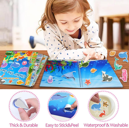 Jelly Sticker Books for Toddlers 2-4 Years, Reusable Sticker Book for Kids 1-3, Toddler Easter Basket Stuffers＆Travel Essentials Animals Stickers for Kids Toddler Plane Activities (Animals)