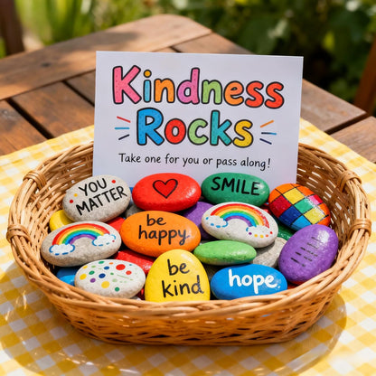 Simetufy 15 Pcs Rocks for Painting, River Rocks to Paint, 2"-3" Flat Painting Rocks, Smooth Rocks for Crafts, Natural Stones for DIY, Kindness Rocks Garden Decoration