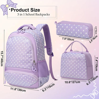 Girls Backpack for Elementary Unicorn Backpack Kids Backpack School Bookbag for Girls 3 in 1 Set Back to School
