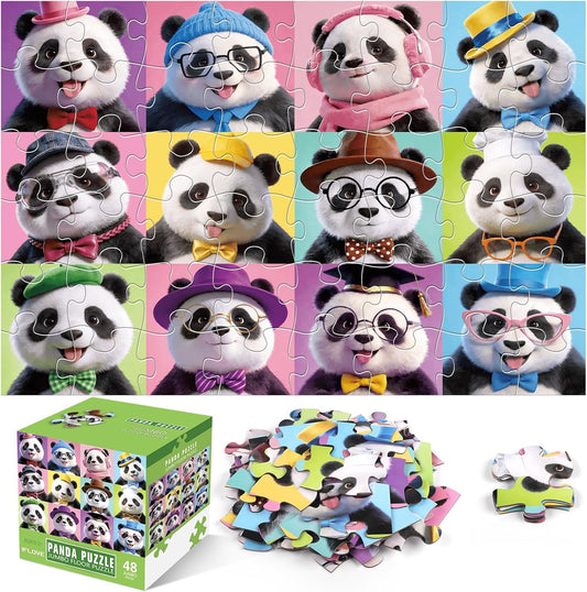 Jumbo Floor Puzzles for Kids Ages 3-5 4-8, 48 Piece Panda Jigsaw Puzzle 23.6"x35.4", Educational Animal Floor Puzzle for Kids Ages 4-6 6-8, Birthday for Boys & Girls