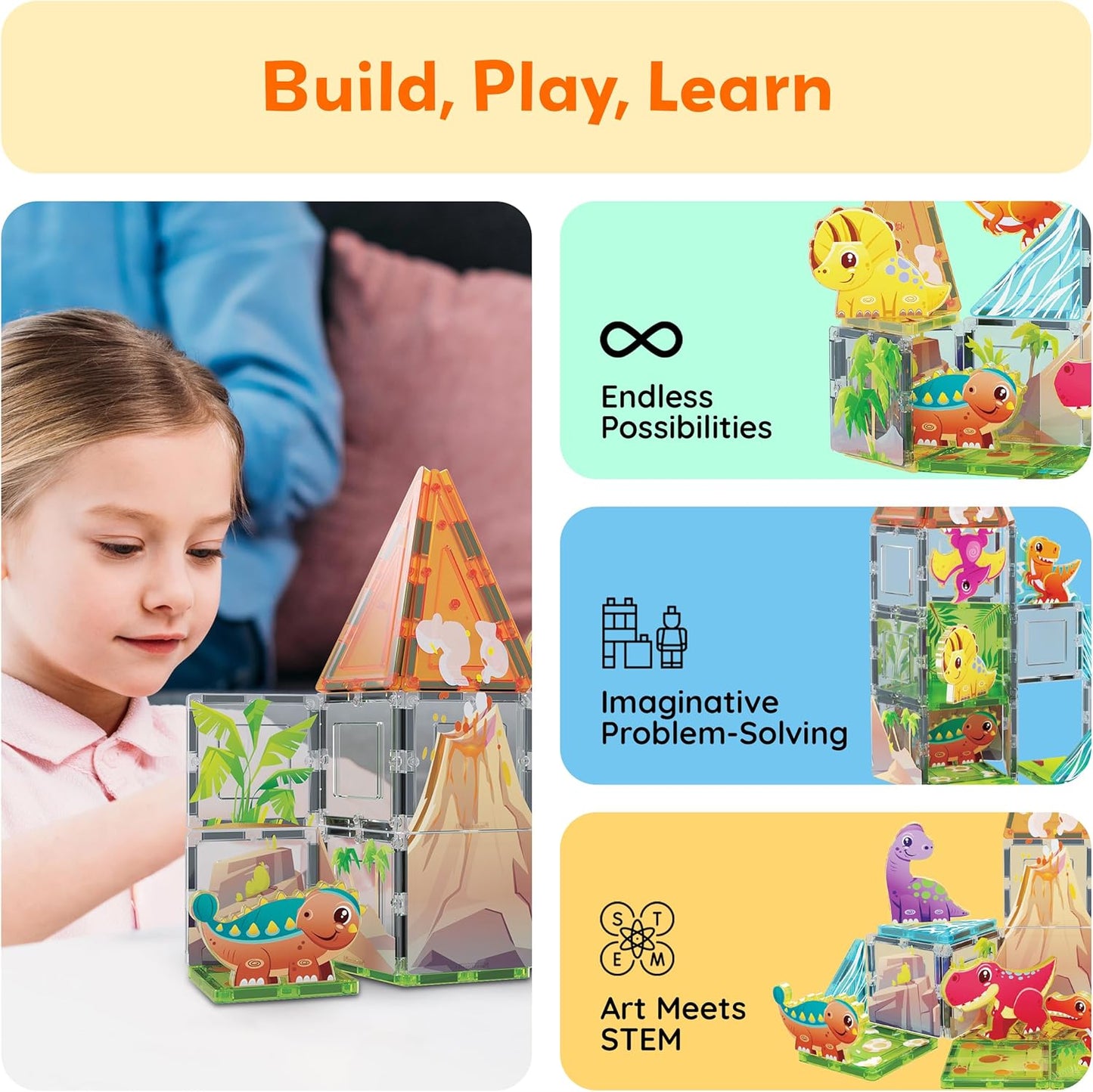 PicassoTiles Magnet Tiles Magnetic Building Blocks Aquarium Marine Animal Theme Set with 8 Character Action Figures Shark Crab Turtle STEM Toys Construction Preschool Toddlers Kids Boys Girls 3+ PTQ15