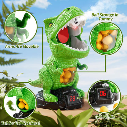 JUKUDAHU Dinosaur Shooting Boy Toys for Kids Age 3 4 5 6 7 8 - Moveable Shooting Game with Scoreboard, Light and Sound, 12 Foam Balls, Boy Toddler Toys 5-7 6-8 8-10, Competition Game Gifts (Green)