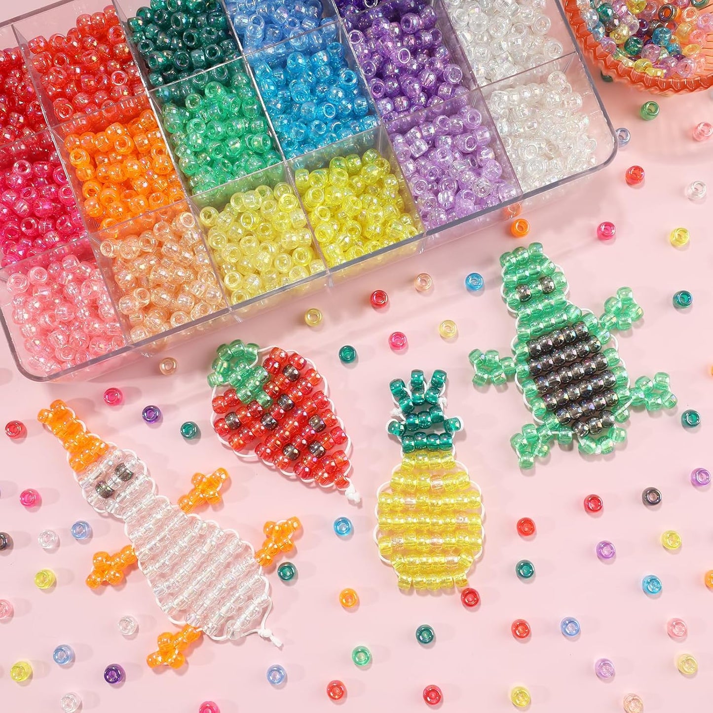 1720+pcs Pony Beads Kit 1830pcs 6 Style Letter Alphabet Beads Rainbow Plastic Pony Bead Bulk Multicolor Kandi Bead Elastic String DIY Crafts Jewelry Making Kit for Bracelets Necklaces