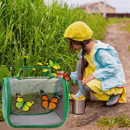 Small Butterfly Habitat Transparent Bug Mesh Cage Portable Caterpillar Enclosure Terrarium Critter Net Cage Breathable Lizard Pigeon Outdoor Observation Container Dragonfly Habitat, 11’’*7’’*6.7’’