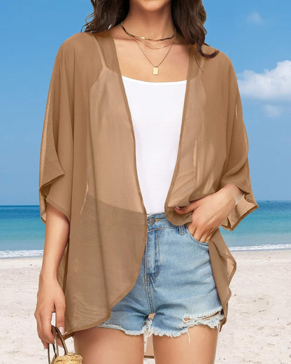 Womens Kimono Cardigans Beach Cover ups Swimwear Puff Sleeve Loose Casual Summer Tops 2026