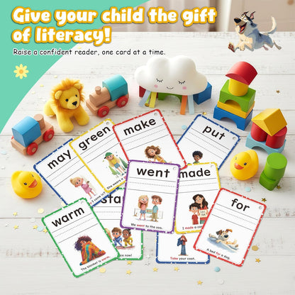 Sight Words Flash Cards Kindergarten, Flash Cards for Kids Ages 4-8, 250 Dolch Sight Word Writing Reading Spelling Games for Kindergarten Reading Books and Homeschool