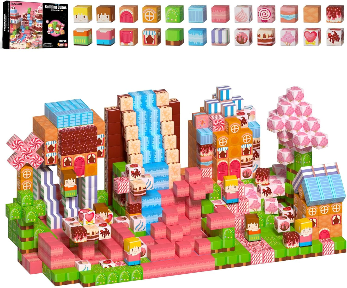 Mini Magnetic Tiles Toddler Travel Essentials Set,1.5Inch 42PCS Magnetic Building Tiles Portable Construction Toys for Airplane Car Kid Aged 3+ Birthday Gift