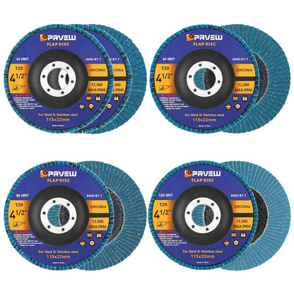 Flap Discs 4 1/2 Inch, 5-Pack 4.5" x 7/8" T29 Premium Zirconia Abrasive Grinding Wheels, 40/60/80/120 Assorted Grits Flap Sanding Disc for Metal,Stainless Steel