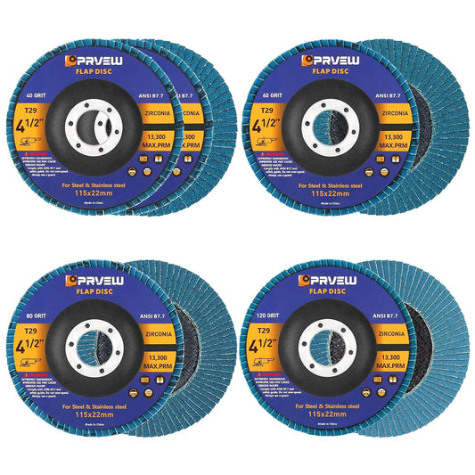 Flap Discs 4 1/2 Inch, 5-Pack 4.5" x 7/8" T29 Premium Zirconia Abrasive Grinding Wheels, 40/60/80/120 Assorted Grits Flap Sanding Disc for Metal,Stainless Steel