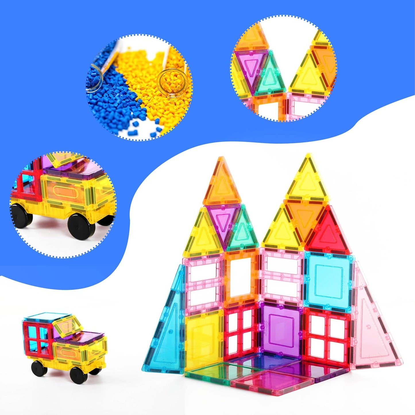 PicassoTiles Window and Door Clip On Magnetic Blocks Magnet Tiles Magnets Building Tile Construction Toy Set STEM Education Toys Learning Kit Stacking Block Playset Boys & Girls Age 3+ PT30