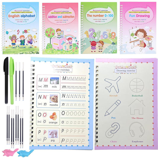Magic grooved Writing Practice Book, Reusable grooved Handwriting Practice for Kids, Tiny Thinkers Handwriting Practice Magic Copybook, for grooved Writing Books for Kids 3-5