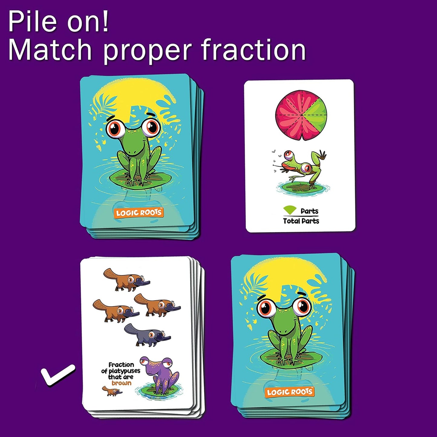 Froggy Fractions Math Games for Fourth Grade and up, 24 Fraction Manipulatives 72 Proper, Improper, and Mixed Fractions Card, Stem Toys for 10 Year Olds and Up