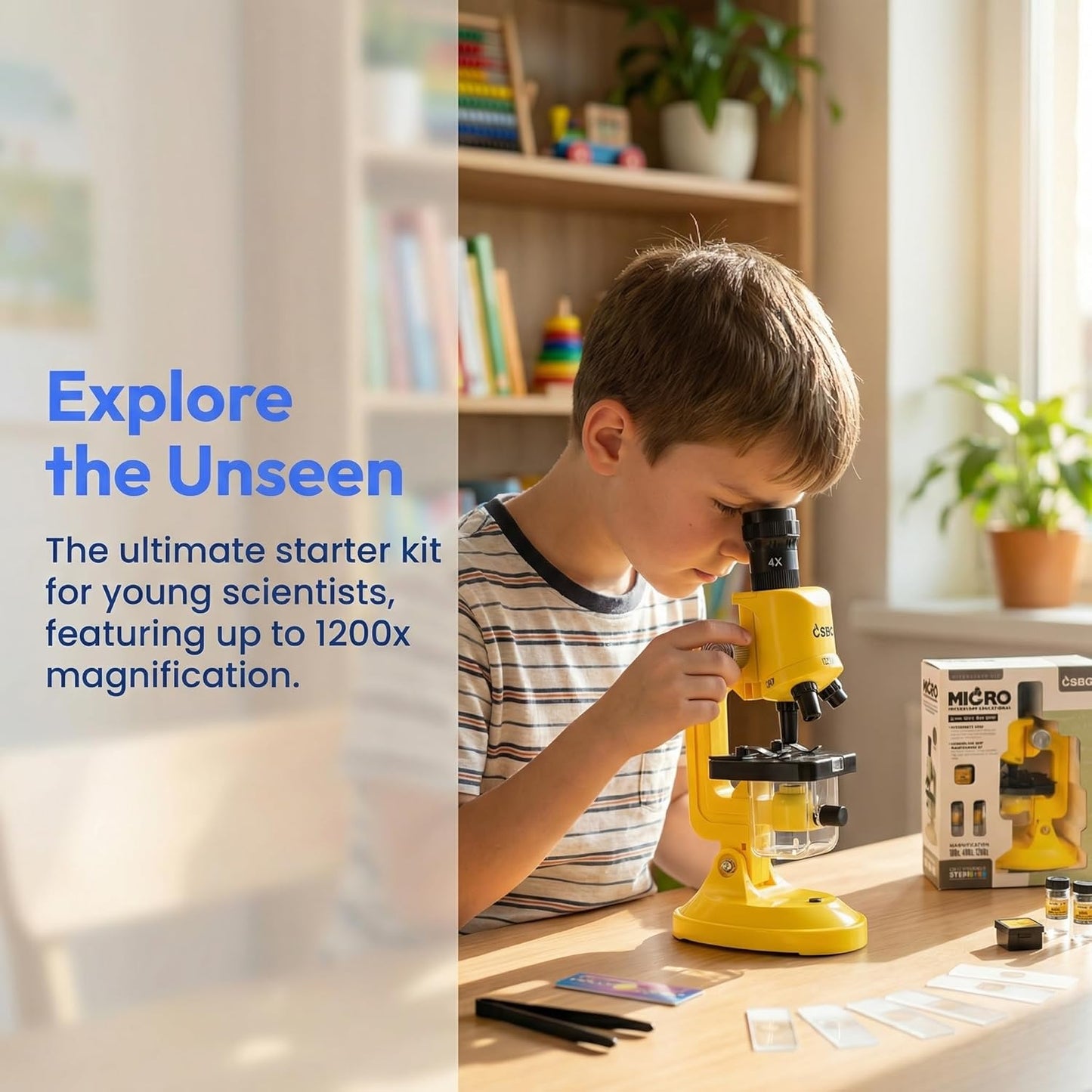 Little World Microscope for Kids, 100x 400x and 1200x Science Kits for Kids Age 5-7 Age 8-12, Microscope Beginner Kit with LED, Learning Resources Toys, Science Experiment STEM Kits for Boys Girls