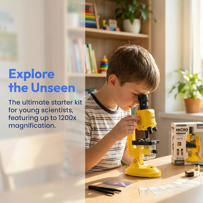 Little World Microscope for Kids, 100x 400x and 1200x Science Kits for Kids Age 5-7 Age 8-12, Microscope Beginner Kit with LED, Learning Resources Toys, Science Experiment STEM Kits for Boys Girls