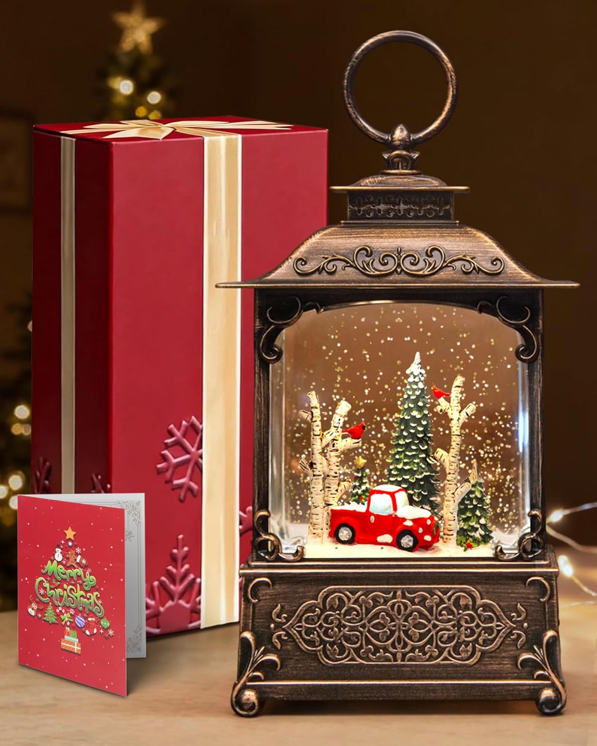Extra Large Christmas Snow Globes Christmas Lantern, 12.99" Musical Snow Globe with 8 Songs, Santa Snowglobe for Kids Adults, 6H Timer Dual Power, Lighted Christmas Decorations Indoor Gifts