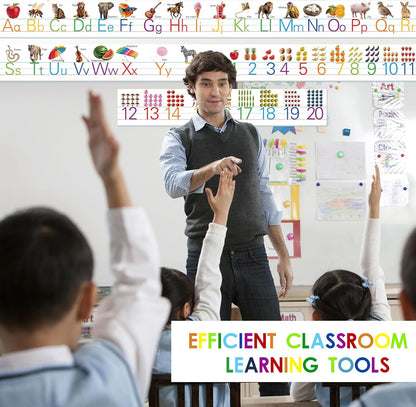 15 Pieces Cursive Alphabet Line Bulletin Board Set Alphabet Classroom Wall Strips Wall Decor for Pre-School Kindergarten Elementary Nursery Homeschool (Cursive)