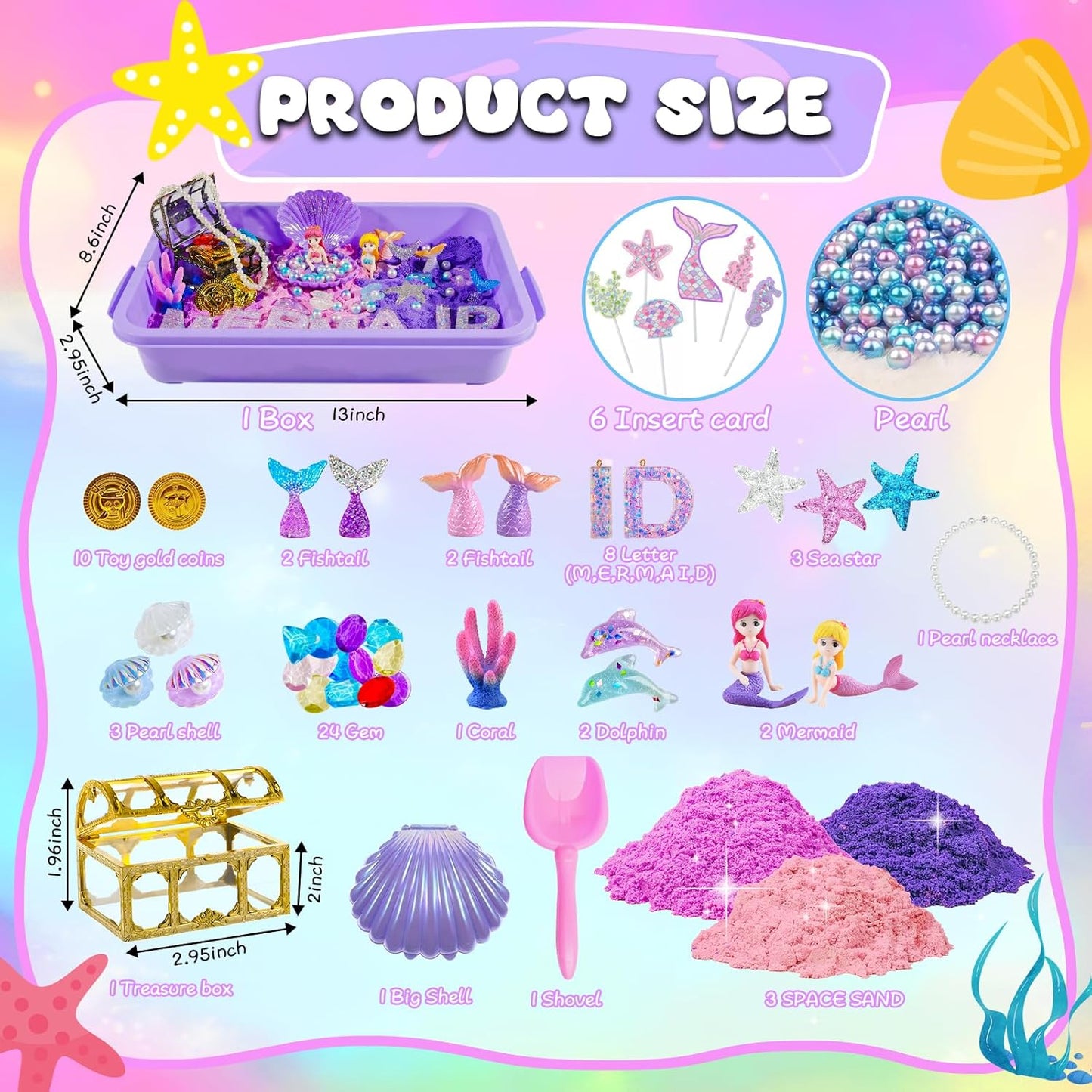 Bbiamsleep Ice Cream Sensory Bin, 61 Pcs Ice Cream Sensory Bin Fillers with 11 Mould 9 Tools for Home Decor