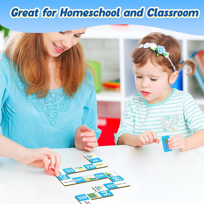 Kasfalci Multiplication Dominoes Set,Math Manipulatives Games for Kids,Counting Toy,Learning Games,Preschool Learning Activities,Homeschool Supplies,Kindergarten Classroom Must Haves,1st 2nd 3rd Grade