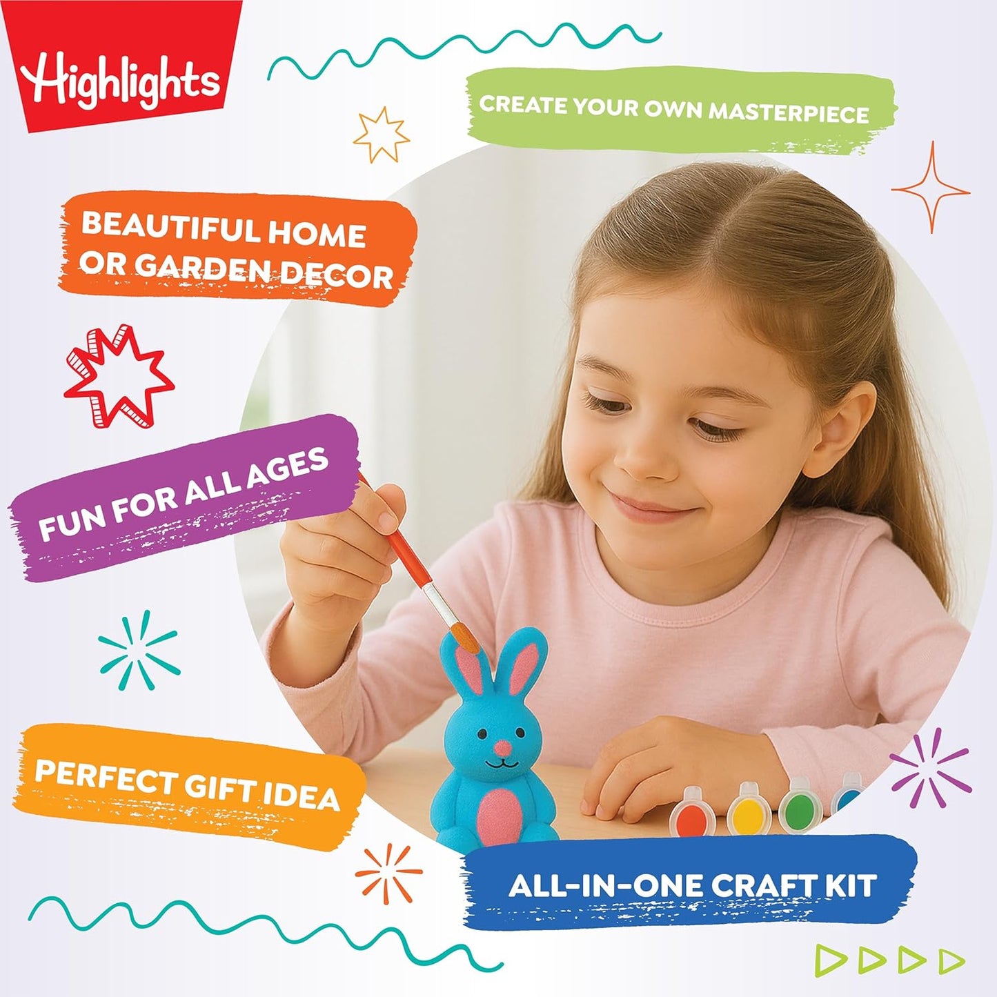 Highlights Paint Your Own Plaster Figurine & Activity Kits – DIY Art Sets with Figurines, Paints, Brush & Bonus Activities – Multiple Themes – Ages 6+